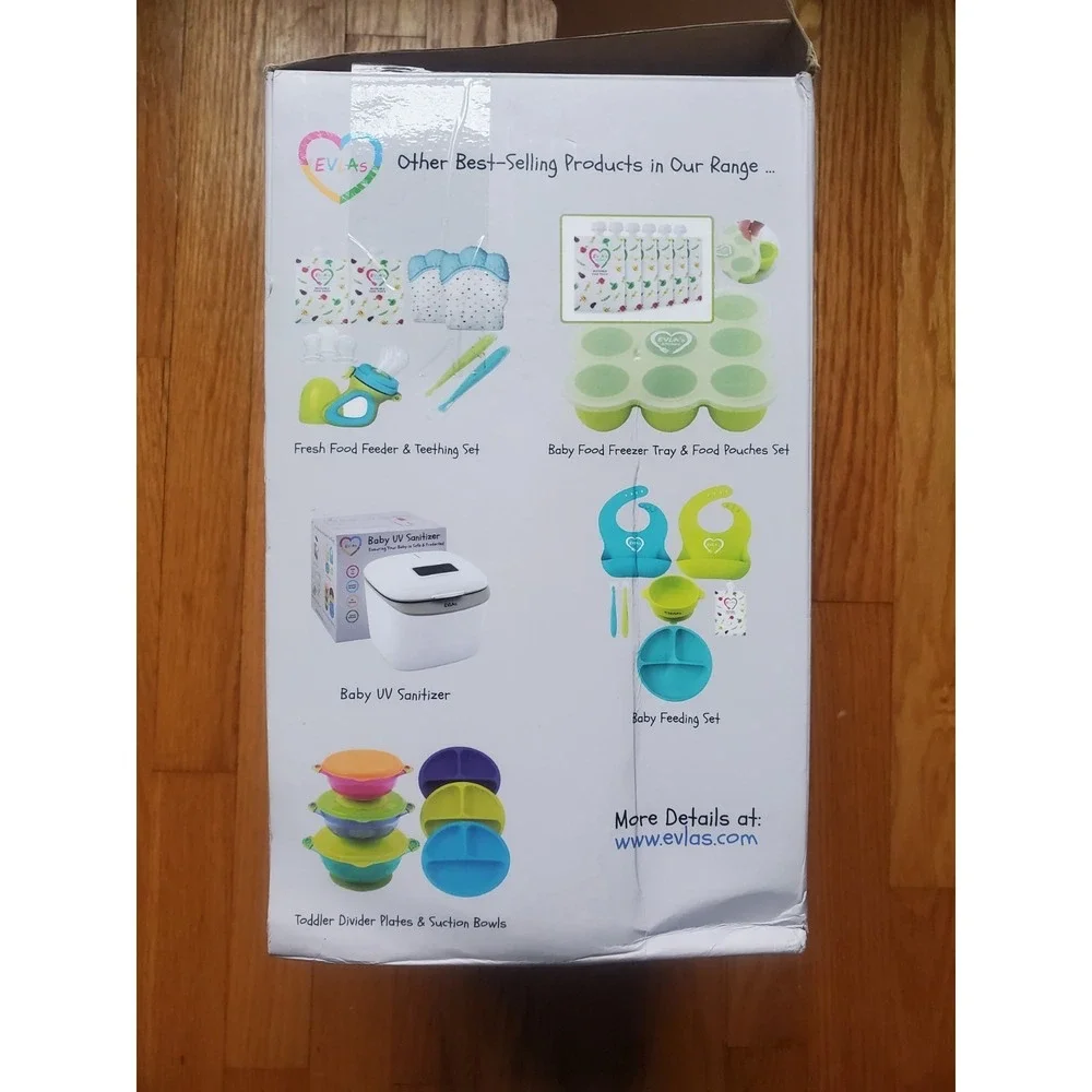 EVLAS BABY FOOD MAKER BLENDER PROCESSOR STEAMER TOUCH SCREEN CONTROL- Blue